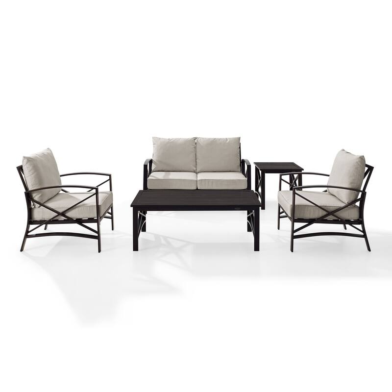 Crosley Kaplan 5Pc Outdoor Loveseat Patio Furniture Set - 156.5"W x 74.5"D x 36"H