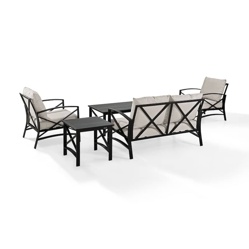 Crosley Kaplan 5Pc Outdoor Loveseat Patio Furniture Set - 156.5"W x 74.5"D x 36"H