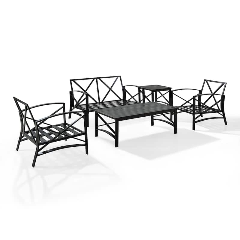 Crosley Kaplan 5Pc Outdoor Loveseat Patio Furniture Set - 156.5"W x 74.5"D x 36"H