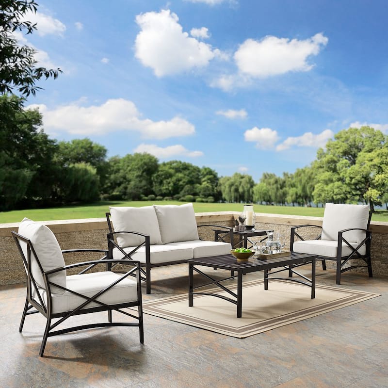 Crosley Kaplan 5Pc Outdoor Loveseat Patio Furniture Set - 156.5"W x 74.5"D x 36"H
