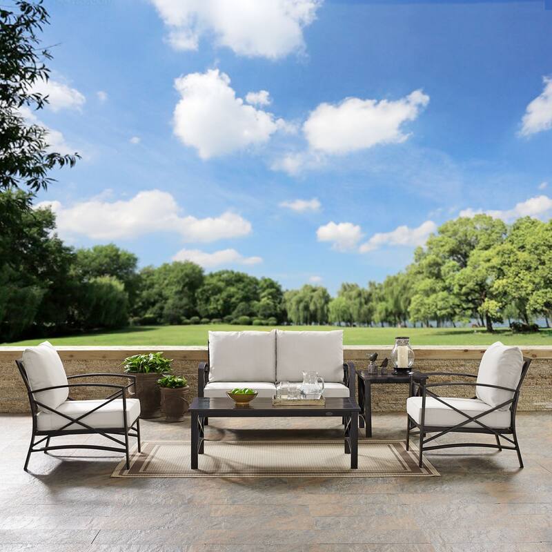 Crosley Kaplan 5Pc Outdoor Loveseat Patio Furniture Set - 156.5"W x 74.5"D x 36"H