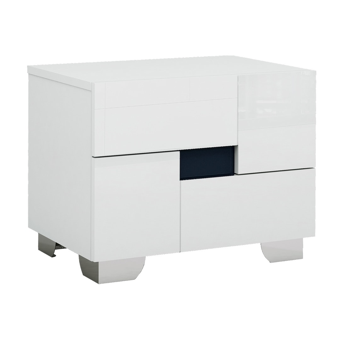 Aria Contemporary White 2 Drawer Nightstand Black 2-drawer ...