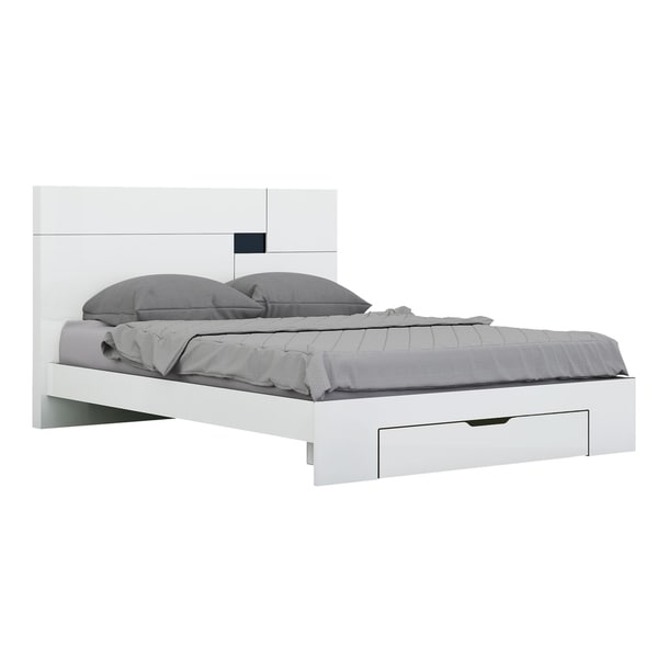 Aria Contemporary White Wood Storage Platform Bed
