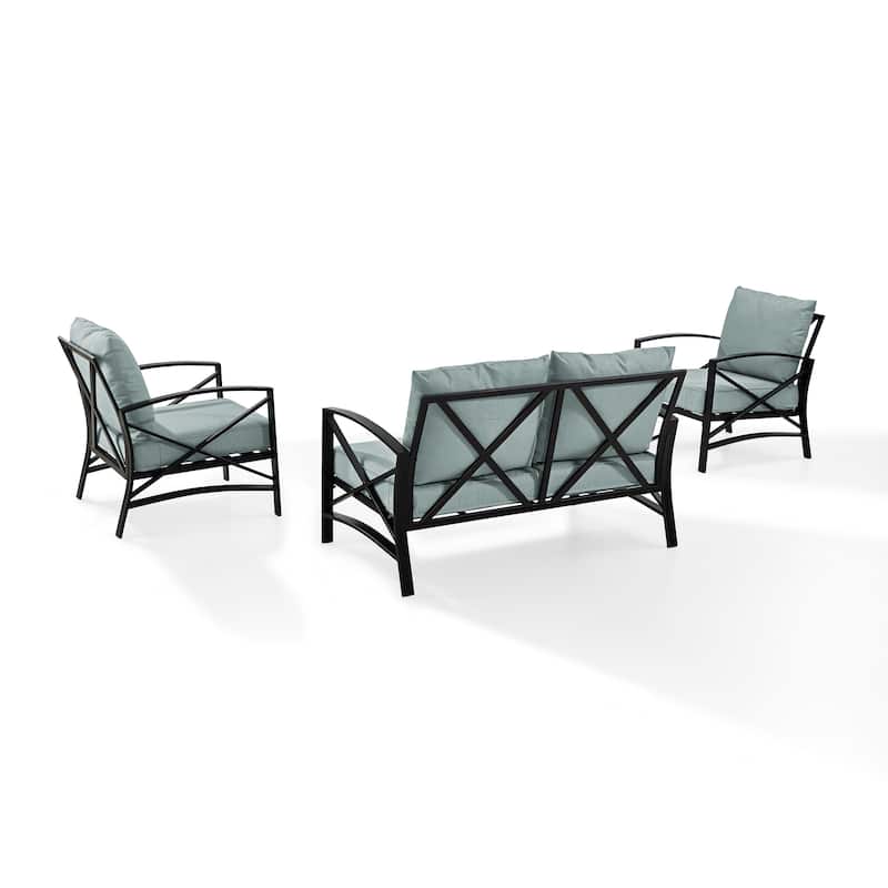 Crosley Kaplan 3 Pc Outdoor Loveseat Patio Furntiure Set - 137.5"W x 65"D x 35.5"H
