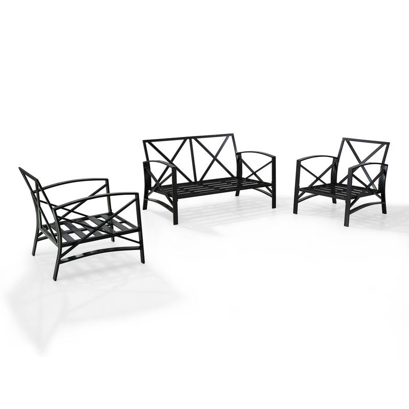Crosley Kaplan 3 Pc Outdoor Loveseat Patio Furntiure Set - 137.5"W x 65"D x 35.5"H