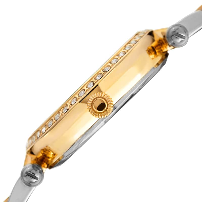 Burgi Women's Quartz Crystal Two-tone Stainless Steel Bracelet Watch