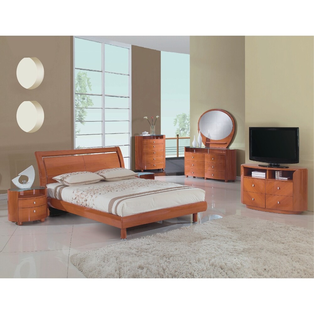 Overstock Cosmo Contemporary Brown Wood Platform Bed Only (Queen)