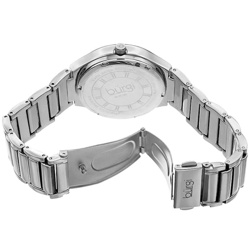 Burgi Women's Sparkling Crystal Filled Quartz Silver-Tone Bracelet Watch
