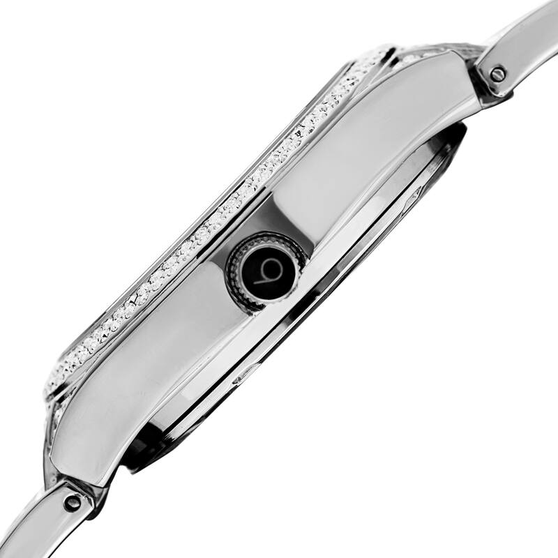 Burgi Women's Sparkling Crystal Filled Quartz Silver-Tone Bracelet Watch