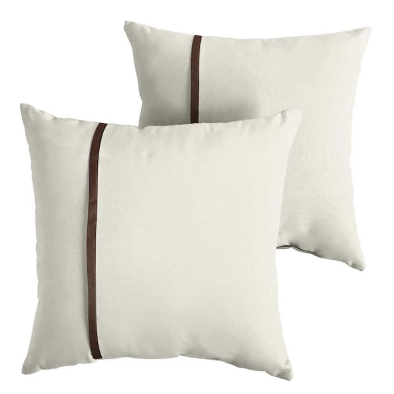Humble + Haute Sunbrella Canvas Natural and Canvas Bay Brown Single Small Flange Indoor/ Outdoor Pillows, Set of 2
