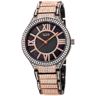 Burgi Women's Sparkling Crystal Filled Quartz Rose-Tone Bracelet Watch