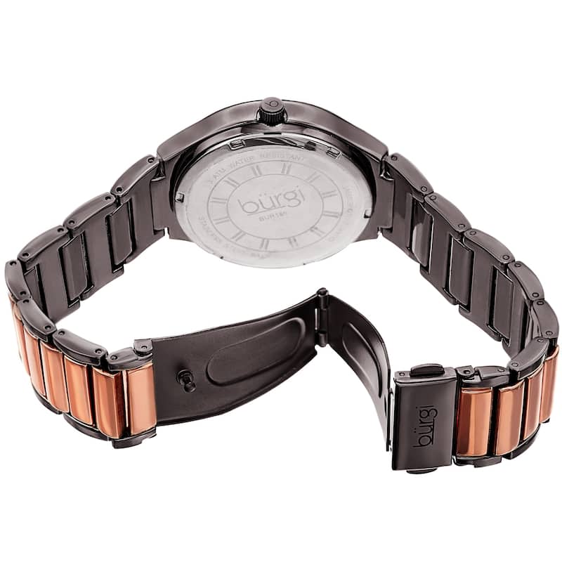 Burgi Women's Sparkling Crystal Filled Quartz Rose-Tone Bracelet Watch