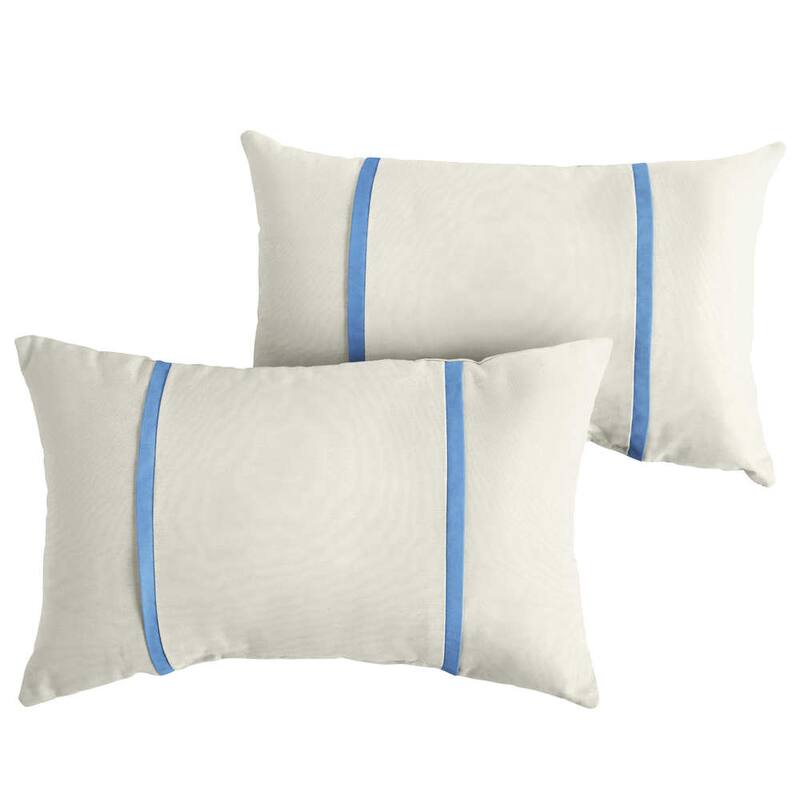 Humble + Haute Sunbrella Canvas Natural and Canvas Capri Double Small Flange Indoor/ Outdoor Pillows, Set of 2