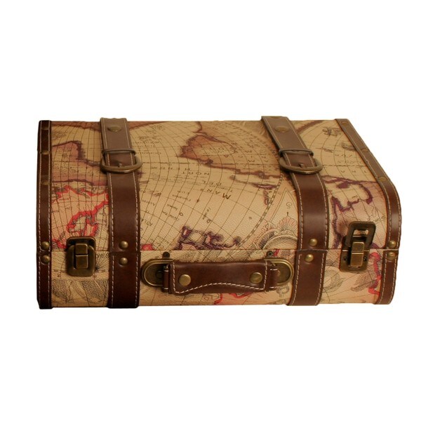 Wald Imports Map Faux Leather Suitcase