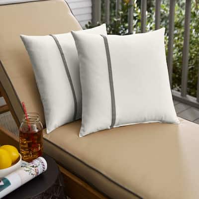 Humble + Haute Sunbrella Canvas Natural and Canvas Charcoal Single Small Flange Indoor/ Outdoor Pillows, Set of 2