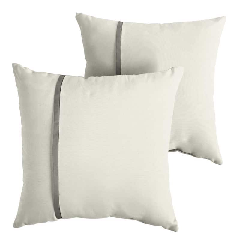 Humble + Haute Sunbrella Canvas Natural and Canvas Charcoal Single Small Flange Indoor/ Outdoor Pillows, Set of 2