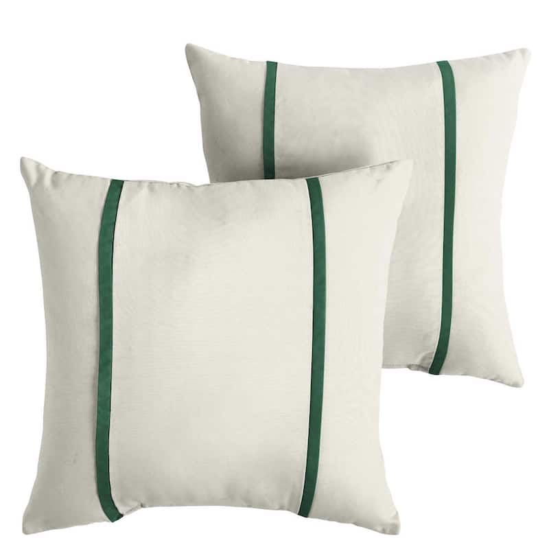 Sunbrella Canvas Natural /Canvas Forest Green Indoor/ Outdoor Pillows, Set of 2