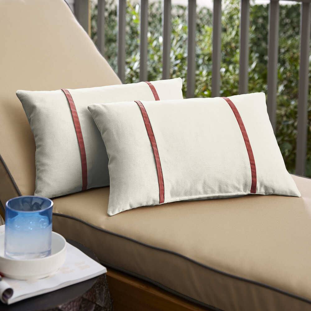 Humble + Haute Sunbrella Canvas Natural and Canvas Henna Double Small Flange Indoor/ Outdoor Pillows, Set of 2