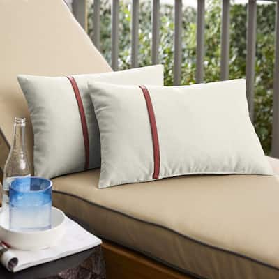 Sunbrella Canvas Natural and Canvas Henna Single Small Flange Indoor/ Outdoor Pillows, Set of 2