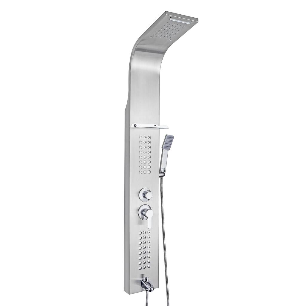 AKDY 59" Rainfall Waterfall Stainless Steel Bathroom Shower Panel System w/ SPA Handheld Wand