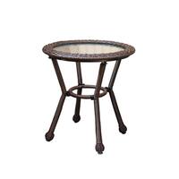 Resin wicker side table with 5MM tempered glass 
