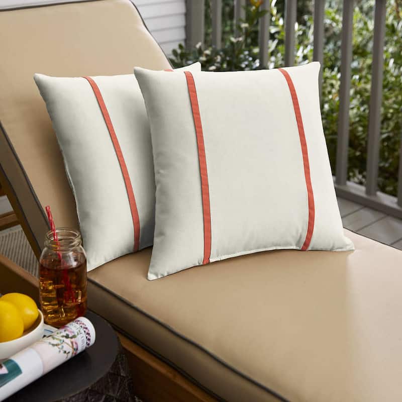 Sunbrella Canvas Natural / Canvas Melon Indoor/ Outdoor Pillows, Set of 2