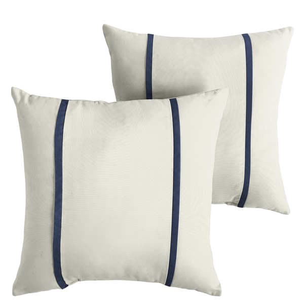 Sunbrella Canvas Natural Canvas Navy Indoor Outdoor Pillows Set