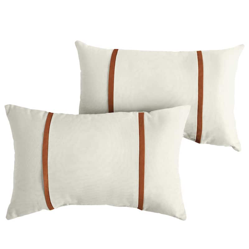 Sunbrella Canvas Natural / Rust Flange Indoor/ Outdoor Pillows, Set of 2