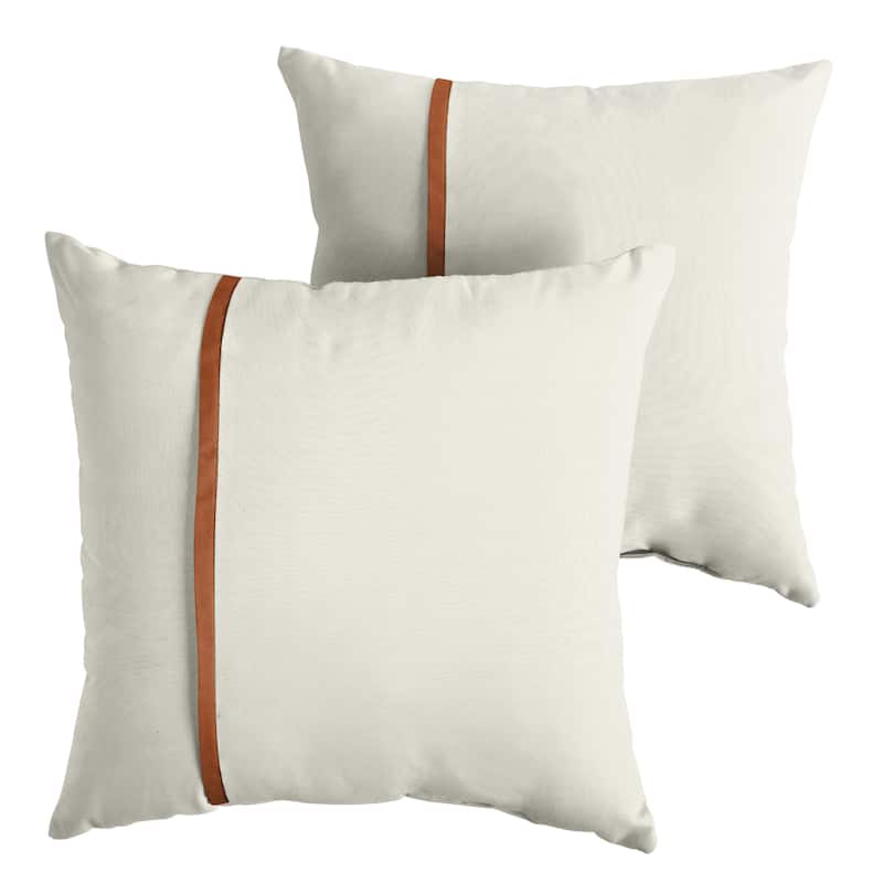 Humble + Haute Sunbrella Canvas Natural and Canvas Rust Single Small Flange Indoor/ Outdoor Pillows, Set of 2
