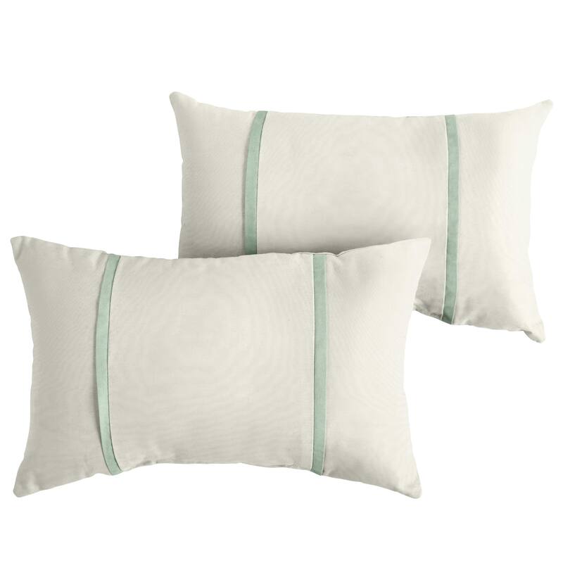 Humble + Haute Sunbrella Canvas Natural and Canvas Spa Double Small Flange Indoor/ Outdoor Pillows, Set of 2