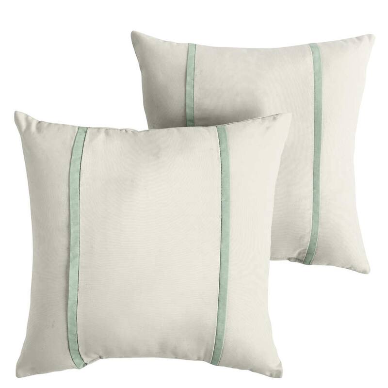 Sunbrella Canvas Natural /Canvas Spa Double Small Flange Indoor/ Outdoor Pillows, Set of 2