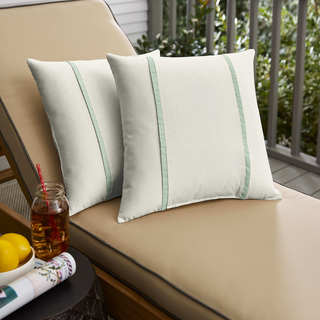 Sunbrella Canvas Natural /Canvas Spa Double Small Flange Indoor/ Outdoor Pillows, Set of 2