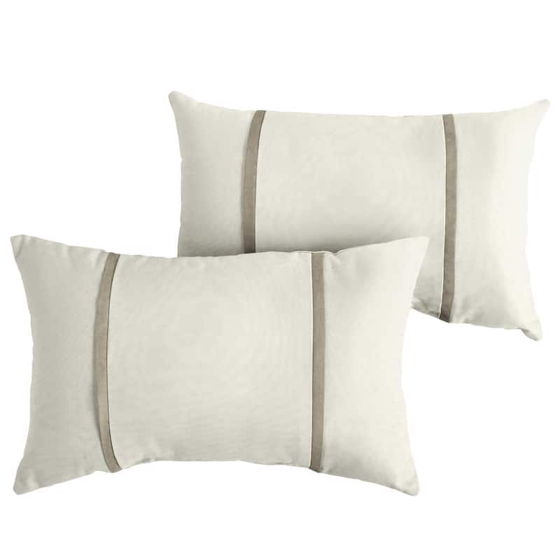 Humble + Haute Sunbrella Canvas Natural and Canvas Taupe Double Small Flange Indoor/ Outdoor Pillows, Set of 2