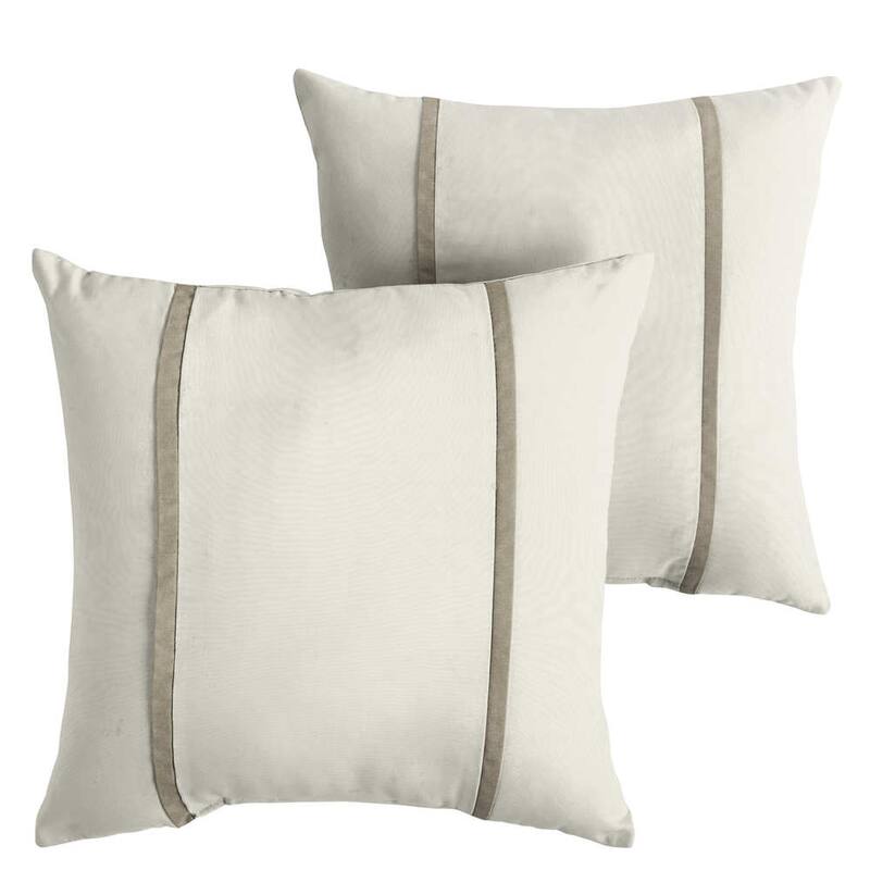 Humble + Haute Sunbrella Canvas Natural and Canvas Taupe Double Small Flange Indoor/ Outdoor Pillows, Set of 2