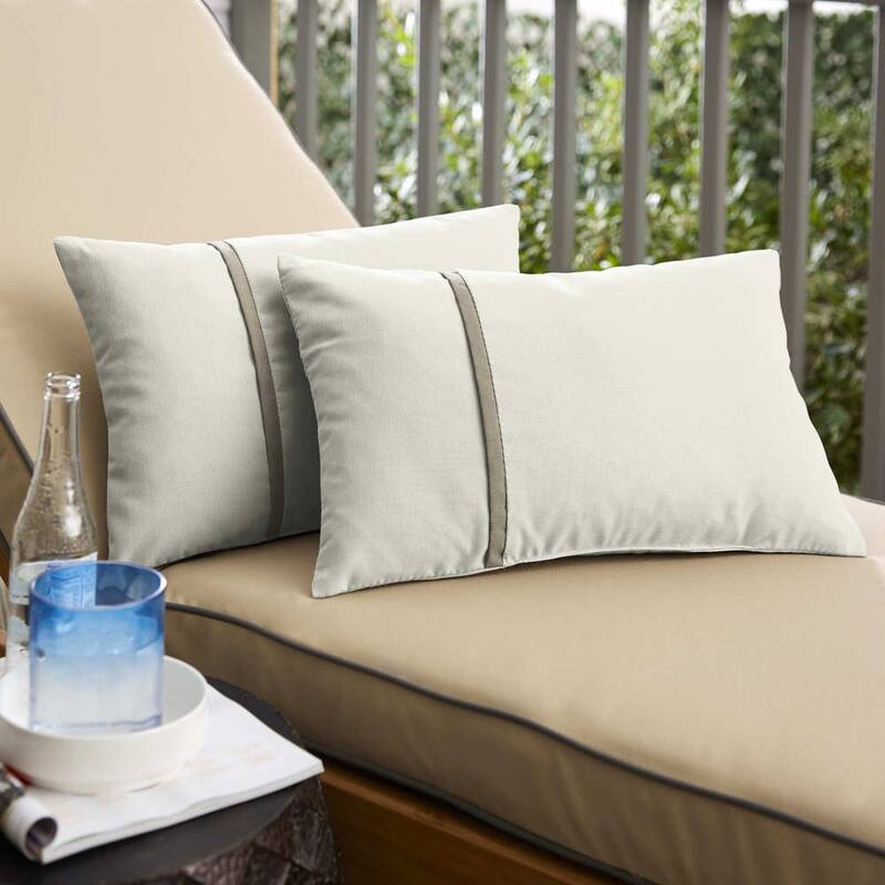 Humble + Haute Sunbrella Canvas Natural and Canvas Taupe Single Small Flange Indoor/ Outdoor Pillows, Set of 2