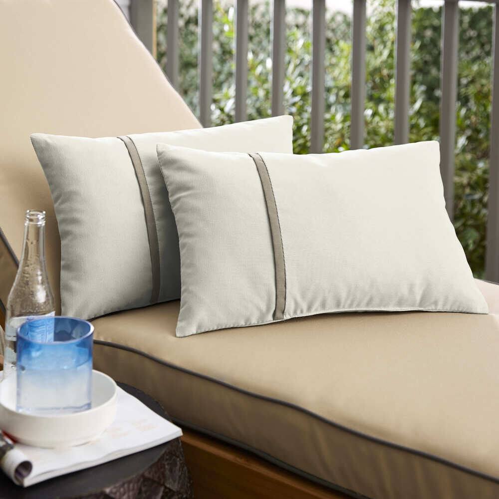 Humble + Haute Sunbrella Canvas Natural and Canvas Taupe Single Small Flange Indoor/ Outdoor Pillows, Set of 2