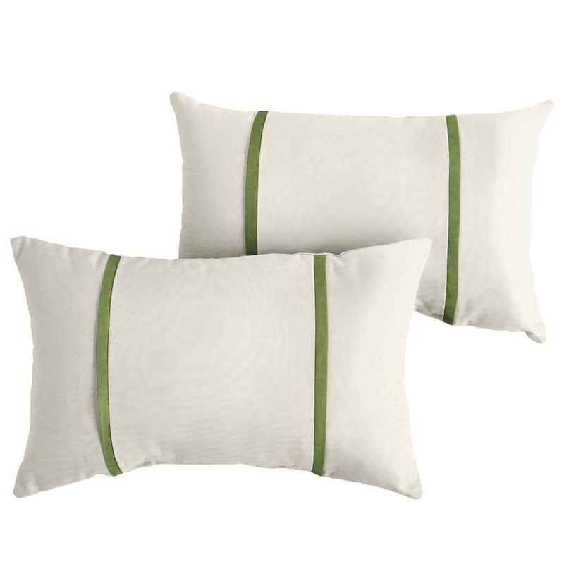Humble + Haute Sunbrella Canvas Natural and Spectrum Cilantro Double Small Flange Indoor/ Outdoor Pillows, Set of 2