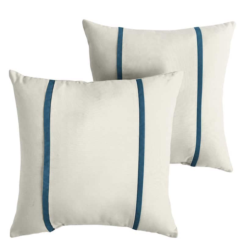 Humble + Haute Sunbrella Canvas Natural and Spectrum Peacock Double Small Flange Indoor/ Outdoor Pillows, Set of 2