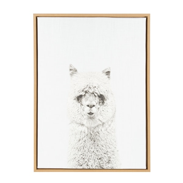 Sylvie Hairy Alpaca Framed Canvas Wall Art, Natural 23 x 33