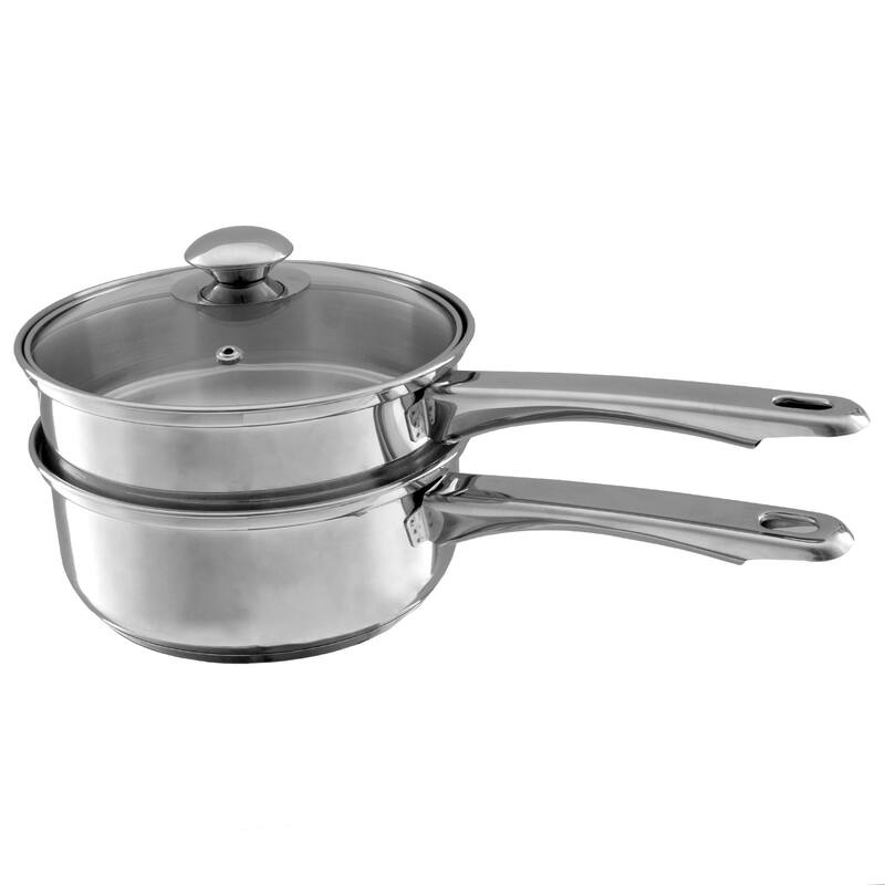 Classic Cuisine Stainless Steel 6 Cup Double Boiler and 1.5 Quart Saucepan 2-in-1 Combo
