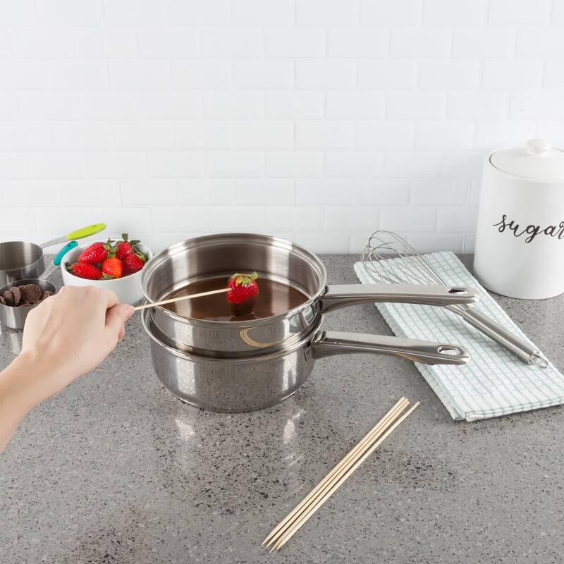 Classic Cuisine Stainless Steel 6 Cup Double Boiler and 1.5 Quart Saucepan 2-in-1 Combo
