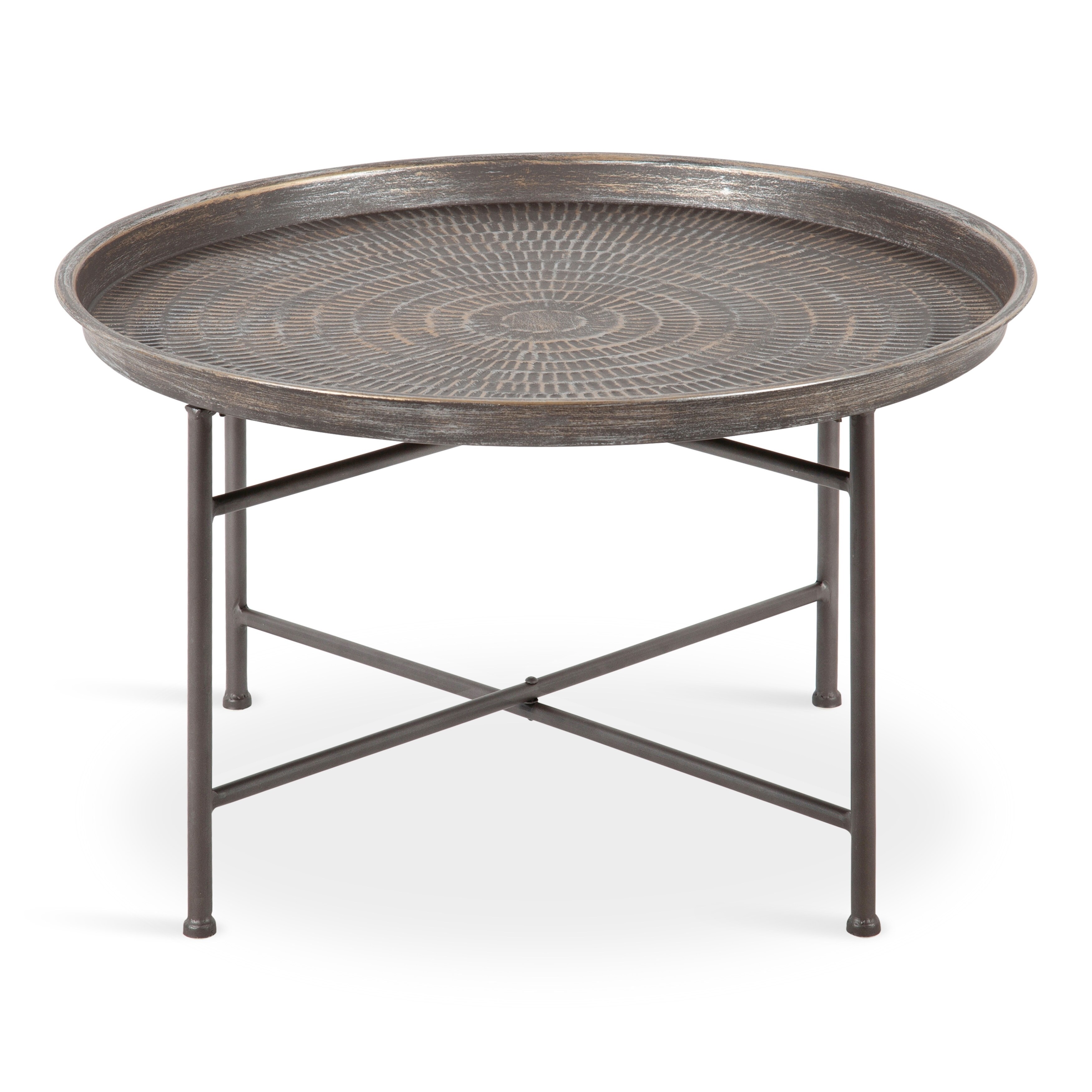 Kate And Laurel Mahdavi Hammered Metal Round Tray Table Kate And Laurel Mahdavi Hammered Metal Round Tray Table