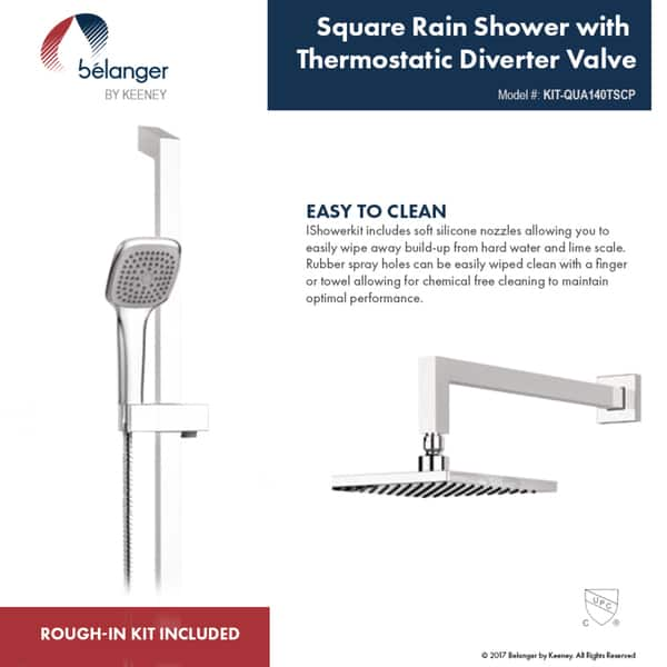 Belanger Quadrato Thermostatic Wall Shower Kit from Wall