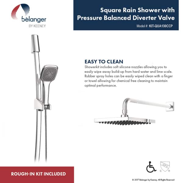 Belanger KIT-QUA130CCP Pressure Balanced Square Shower System from Wall