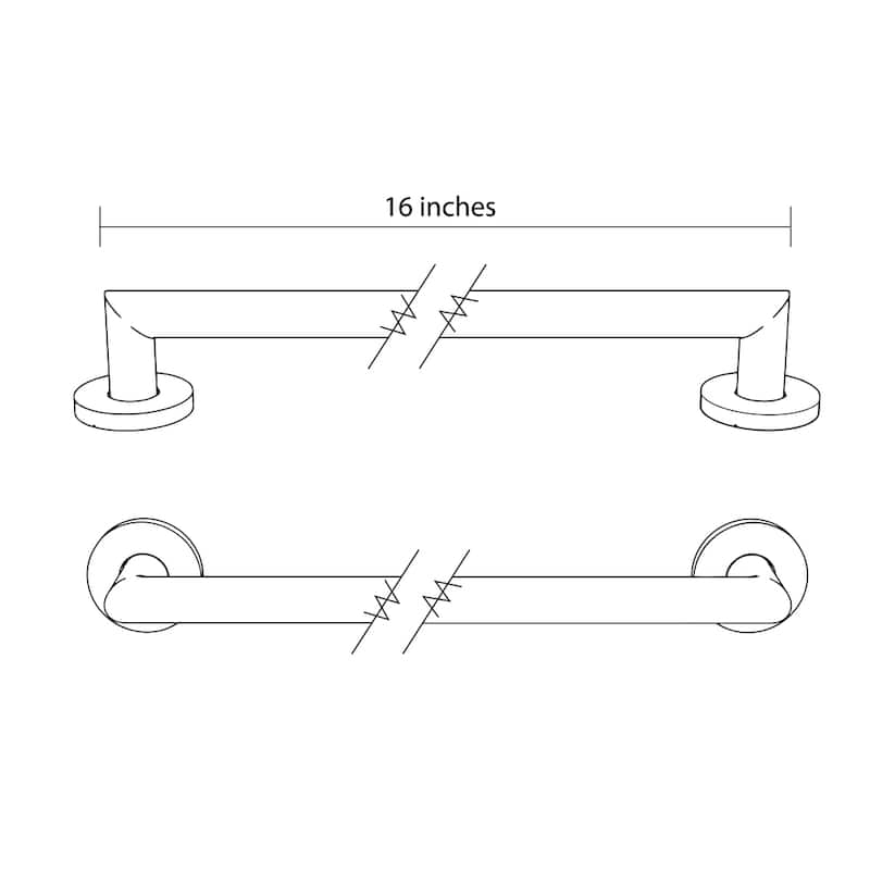 Keeney GB2024-16PC Architectural Grab Bar 1.25 Dia x 16 in., Polished Chrome