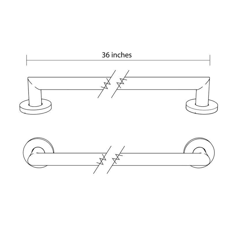 Keeney Architectural Grab Bar 1.25 Dia x 36 in., Polished Chrome