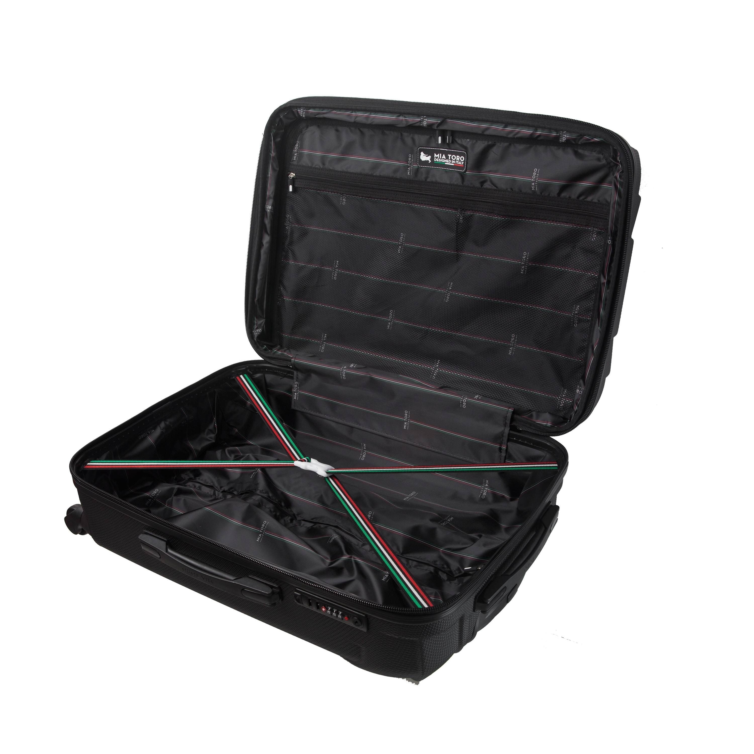 Mia Toro Italy Nicosia Hardside Spinner Luggage 3pc Set,Black