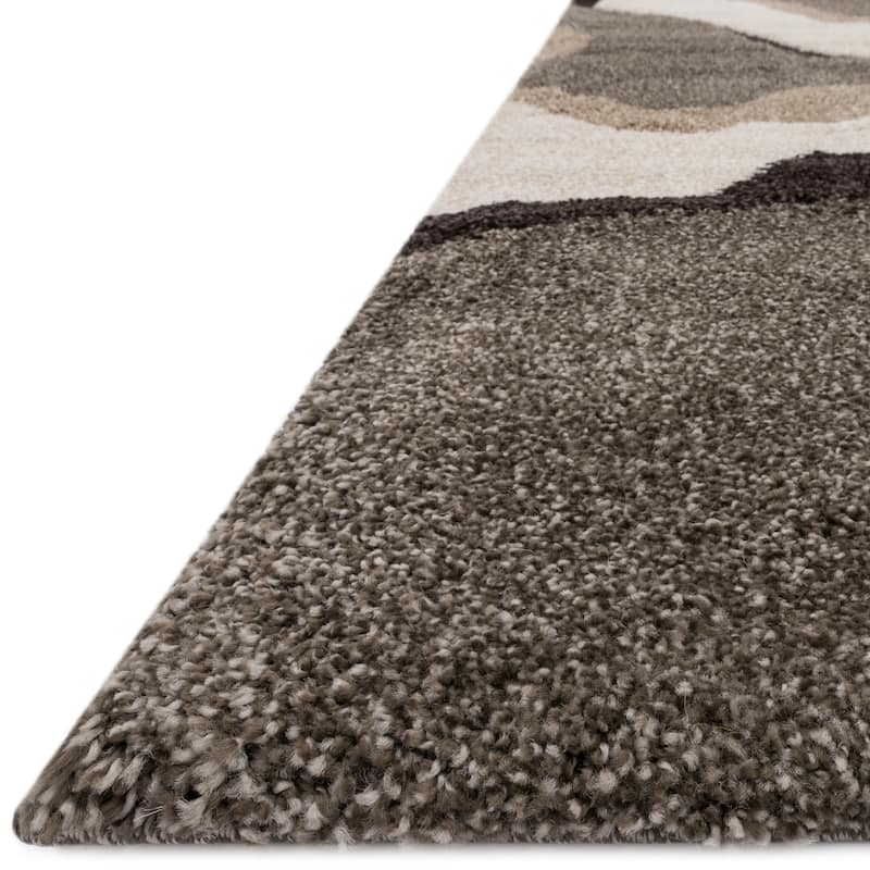 Carson Carrington Drammen Modern Abstract Waves Shag Area Rug