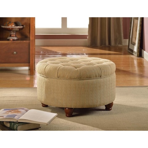 Copper Grove Moses Tan and Cream Tweed Tufted Storage Ottoman