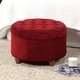 preview thumbnail 12 of 12, Copper Grove Moses Button Tufted Velvet Berry Round Storage Ottoman